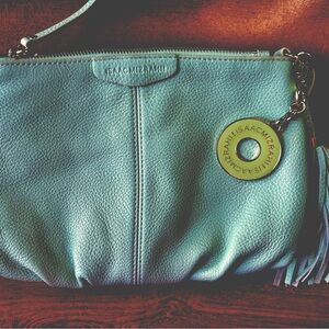ISAAC MIZRAHI  leather, mint green, crossover bag, NWOT, beautiful 😍